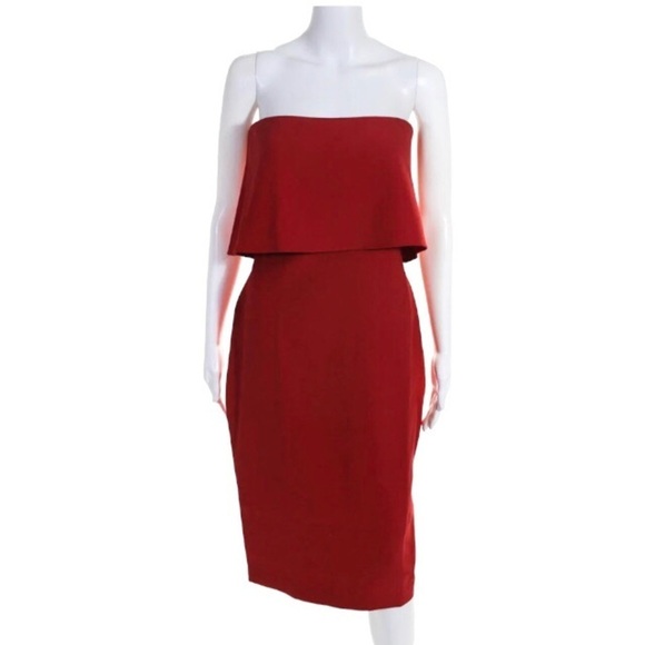 NWT Likely Driggs Dress Size 10 Red Ruffle Sheath - Picture 1 of 8